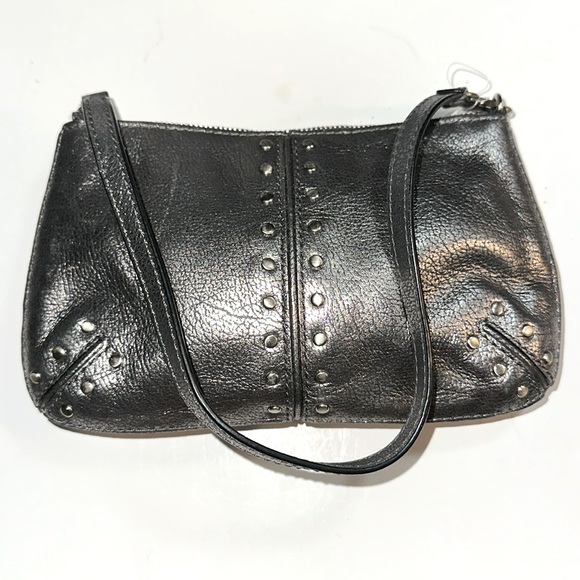 Vintage Michael Kors Metallic Silver Leather with Studs Wristlet/Clutch - Picture 1 of 2